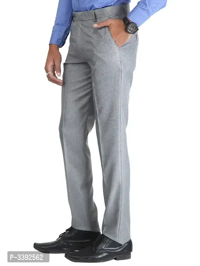 Grey Synthetic Mid Rise Formal Trousers for men-thumb3