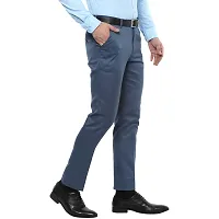 Blue Synthetic Mid Rise Formal Trousers For Men-thumb1