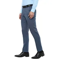 Blue Synthetic Mid Rise Formal Trousers For Men-thumb2