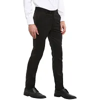 Black Synthetic Mid Rise Formal Trousers For Men-thumb2