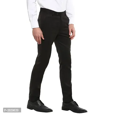 Black Synthetic Mid Rise Formal Trousers For Men-thumb3