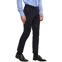 Blue Synthetic Mid Rise Formal Trousers-thumb2