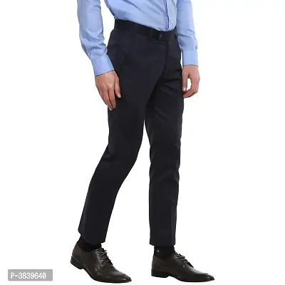 Blue Synthetic Mid Rise Formal Trousers-thumb3