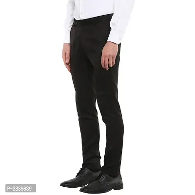Black Synthetic Mid Rise Formal Trousers For Men-thumb2