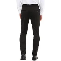 Black Synthetic Mid Rise Formal Trousers For Men-thumb3