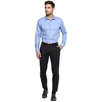 Blue Synthetic Mid Rise Formal Trousers-thumb4