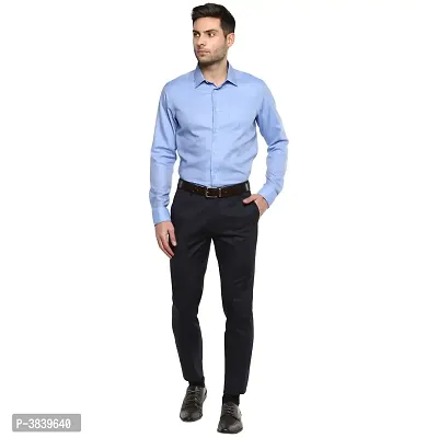 Blue Synthetic Mid Rise Formal Trousers-thumb5