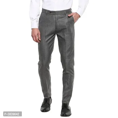 Light Grey Slim Fit Formal Trouser-thumb0