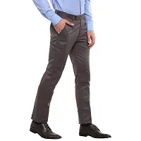 Grey Synthetic Mid Rise Formal Trousers-thumb2