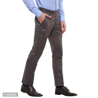 Grey Synthetic Mid Rise Formal Trousers-thumb3