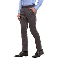 Grey Synthetic Mid Rise Formal Trousers-thumb1