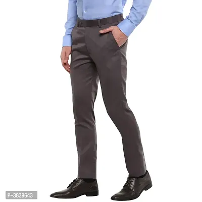 Grey Synthetic Mid Rise Formal Trousers-thumb2