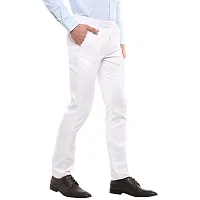 White Synthetic Mid Rise Formal Trousers For Men-thumb2