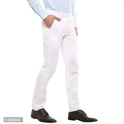 White Synthetic Mid Rise Formal Trousers For Men-thumb3