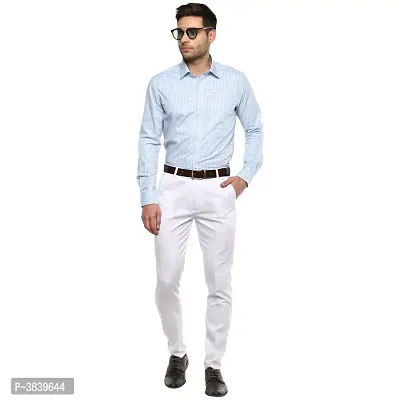 White Synthetic Mid Rise Formal Trousers For Men-thumb5