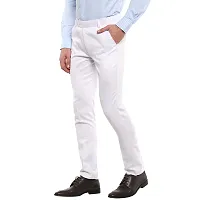 White Synthetic Mid Rise Formal Trousers For Men-thumb1