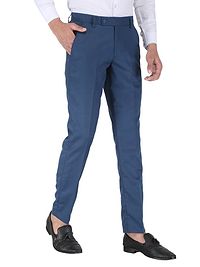 Blue Polyester Mid Rise Formal Trousers for men-thumb4