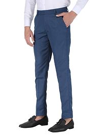 Blue Polyester Mid Rise Formal Trousers for men-thumb3