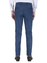 Blue Polyester Mid Rise Formal Trousers for men-thumb1