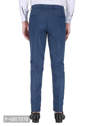 Blue Polyester Mid Rise Formal Trousers for men-thumb2