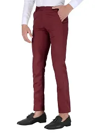 Maroon Polyester Mid Rise Formal Trousers for men-thumb3