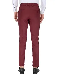 Maroon Polyester Mid Rise Formal Trousers for men-thumb1