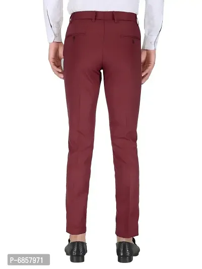 Maroon Polyester Mid Rise Formal Trousers for men-thumb2