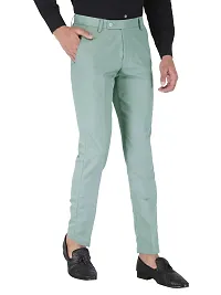 Olive Polyester Mid Rise Formal Trousers for men-thumb2