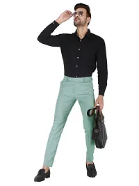 Olive Polyester Mid Rise Formal Trousers for men-thumb4