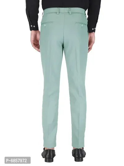 Olive Polyester Mid Rise Formal Trousers for men-thumb4