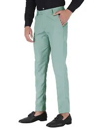 Olive Polyester Mid Rise Formal Trousers for men-thumb1