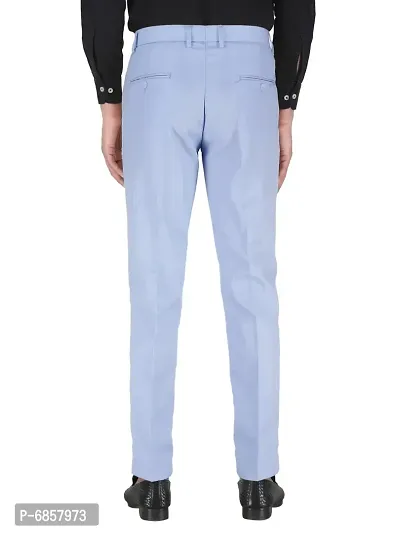 Blue Polyester Mid Rise Formal Trousers For Men-thumb4
