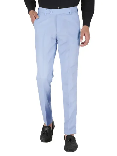 Elegant Lycra Mid-Rise Solid Formal Trouser For Men