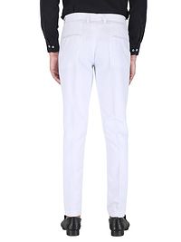 White Polyester Mid Rise Formal Trousers For Men-thumb3