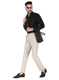 Beige Polyester Mid Rise Formal Trousers for men-thumb2