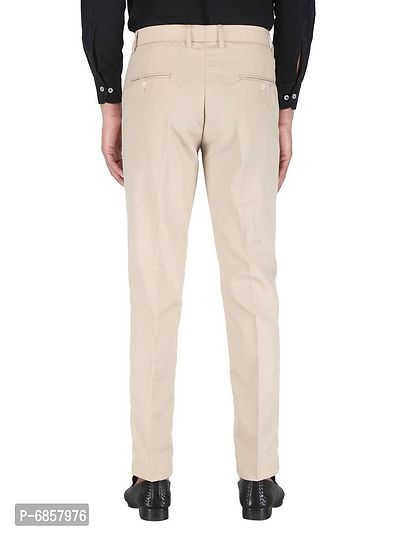 Beige Polyester Mid Rise Formal Trousers for men-thumb2