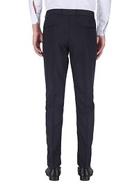 Blue Polyester Mid Rise Formal Trousers For Men-thumb1