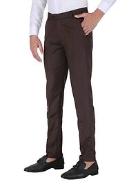 Brown Polyester Mid Rise Formal Trousers-thumb1