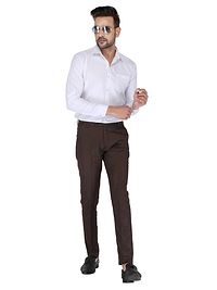 Brown Polyester Mid Rise Formal Trousers-thumb4