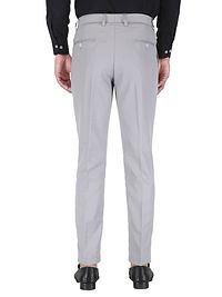 Grey Polyester Mid Rise Formal Trousers For Men-thumb1