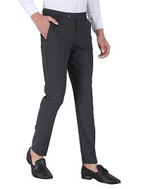 Grey Polyester Mid Rise Formal Trousers for men-thumb2