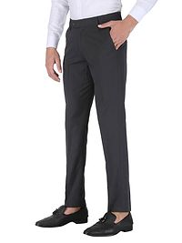 Grey Polyester Mid Rise Formal Trousers for men-thumb1