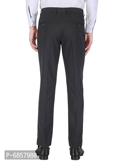 Grey Polyester Mid Rise Formal Trousers for men-thumb4