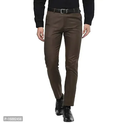 Inspire Men's Poly Viscose Jacu Slim Fit Formal Trouser (Brown; 34)-thumb0