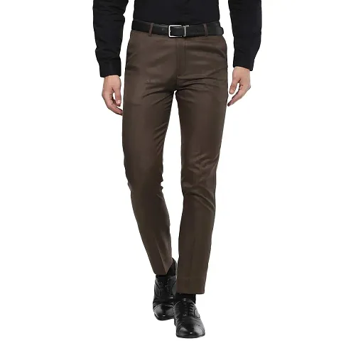 Inspire Men's Poly Viscose Jacu Slim Fit Formal Trouser (Brown; 38)