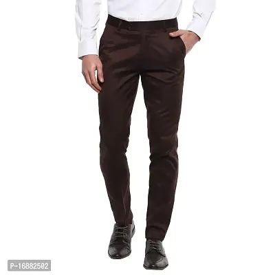 Inspire Brown Slim Fit Formal Trouser for Men