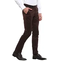 Inspire Brown Slim Fit Formal Trouser for Men-thumb2