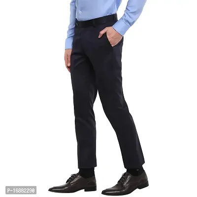 Inspire Blue Slim Fit Formal Trouser for Men-thumb2