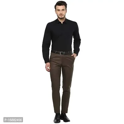 Inspire Men's Poly Viscose Jacu Slim Fit Formal Trouser (Brown; 34)-thumb5