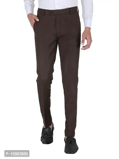 Playerz Brown Slim Fit Formal Trouser for Men (Brown)